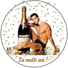 669476RZ Disc zahar la multi ani cu barbat sexy confetti si sampanie D20cm